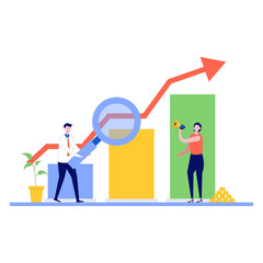 Financial solution vector illustration concept with characters. Modern flat style for landing page, mobile app, poster, flyer, template, web banner, infographics, hero images