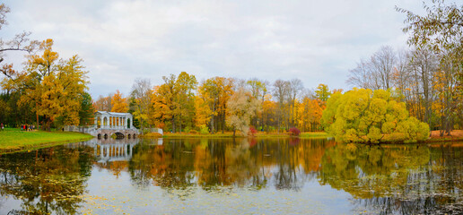 Autumn park in the city of Pushkin.