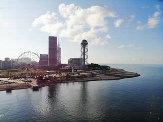 Naklejka premium Georgia, Batumi. City Centre. Sea view. View from above, perfect landscape photo, created by drone. Aerial travel photography