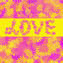 Seamless  colorful  floral background, Love, pink and yellow