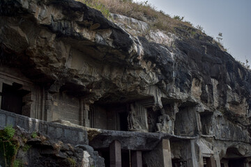 ancient stone carving ellora cave  aurangabad  maharastra india asia