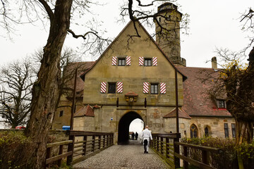 Main entrance gate to the medieval fortress castle of Altenburg in Bamberg, Bavaria, Franconia,...