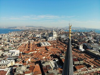 Istanbul, culture and historical capital of Turkey. Aerial photo from above. City view and...