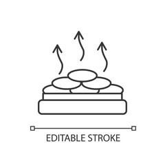 Dry heat sauna pixel perfect linear icon. Spa resort recreation. Heat therapy, vaporarium thin line customizable illustration. Contour symbol. Vector isolated outline drawing. Editable stroke