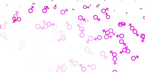 Light Pink vector background with woman symbols.