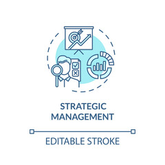 Strategic management turquoise concept icon. Commerce research. Financial analysis. Product management idea thin line illustration. Vector isolated outline RGB color drawing. Editable stroke