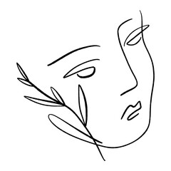 Line art woman. Self love and care concept. Continuous line drawing, fashion, beauty care minimalist vector, girl pretty face illustration. Perfect for t-shirt print.