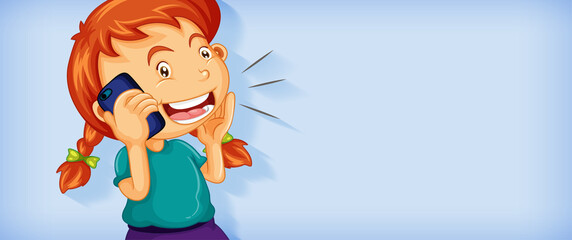 Fototapeta premium Cute girl talking on the phone cartoon character isolated