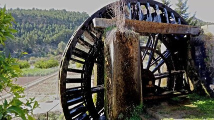 Ancient arabic mill, water noria at Abaran village in Murcia region, Spain Europe. Ruta de las Norias, Noria de la Hoya de Don Garcia