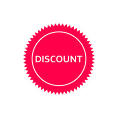 Discount tag vector icon. Discount red label illustration isolated on white