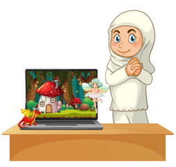 Fairy tale on computer desktop screen