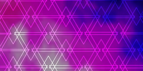 Light Purple, Pink vector layout with lines, triangles. Triangles on abstract background with colorful gradient. Template for wallpapers.