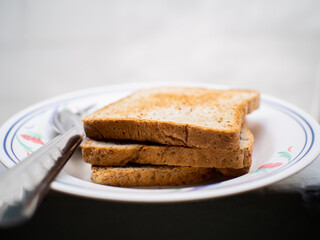 slice of bread on the plate