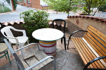 table and chairs in a garden