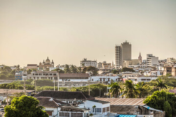 Fototapeta na wymiar Cityscape Cartagena in sunset