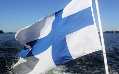 flag of finland on blue sky