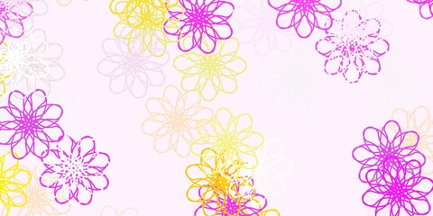Fototapeta na wymiar Light Pink, Yellow vector natural backdrop with flowers.
