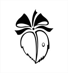 Leaf with a bow.  Decorative element.