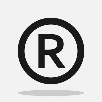 Registered trademark symbol black and white vector icon.