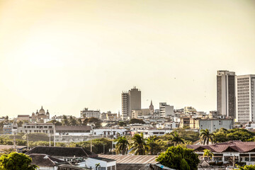 Obraz premium Sunset cityscape in Cartagena Colombia