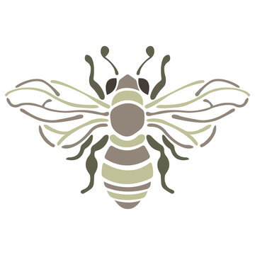 A brown bee painted in flat style. Design for company logo, emblem, stencil, modern insect tattoo, print on t-shirts or clothes, badge, icon, sticker, banner. Isolated vector stock illustration