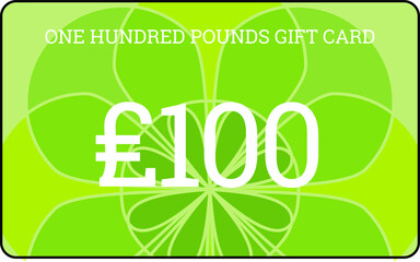 A 100 GBP  gift card in a bold geometric design.