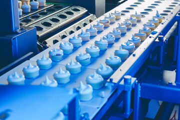 Obraz premium ice cream factory process making conveyor modern