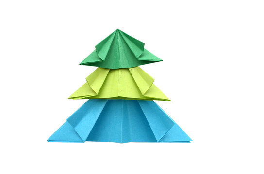 recommend clip art: Colorful origami christmas paper tree isolated white