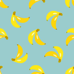 Seamless texture. Decorative background design with summer banana fruits. Colorful vector pattern for textile, stationery, wallpaper, wrapping paper, web, scrapbook.
