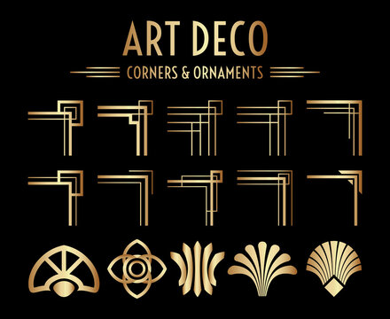 Geometric Art Deco Corner and Ornament Set