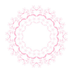 Herbal round pattern. Frame or border of leaves and flowers. Ethnic style decorative hand drawn herbal element. Hand drawn background