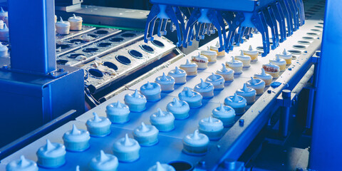 ice cream factory process making conveyor modern