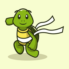 Cute sports turtle mascot vector illustration
