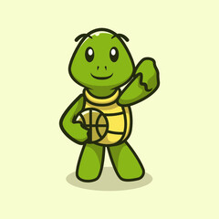 Cute sports turtle mascot vector illustration