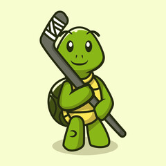 Cute sports turtle mascot vector illustration