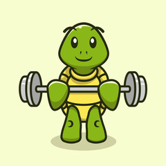 Cute sports turtle mascot vector illustration