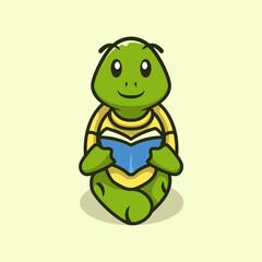 Cute student turtle mascot vector illustration