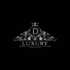 D Luxury Logo. Template flourishes calligraphic elegant ornament lines. Business sign, identity for Restaurant, Royalty, Boutique, Cafe, Hotel, Heraldic, Jewelry, Fashion and other vector illustration