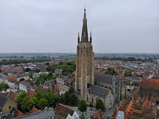 Deurstickers Amazing view from above. So impressive and beautiful Brugge. Medieval history around you.Must see for all explorer. View from Drone. From Belgium with Love. © Oleksandr