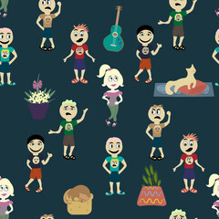 funny characters seamless pattern items