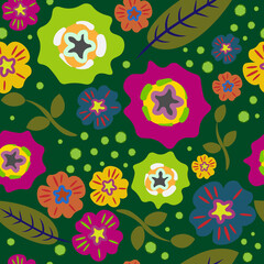 floral seamless pattern against a dark background