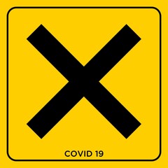 Obraz premium Cross Sign Sticker to Maintain Safe Distance for Social Distancing Covid 19 Prevention