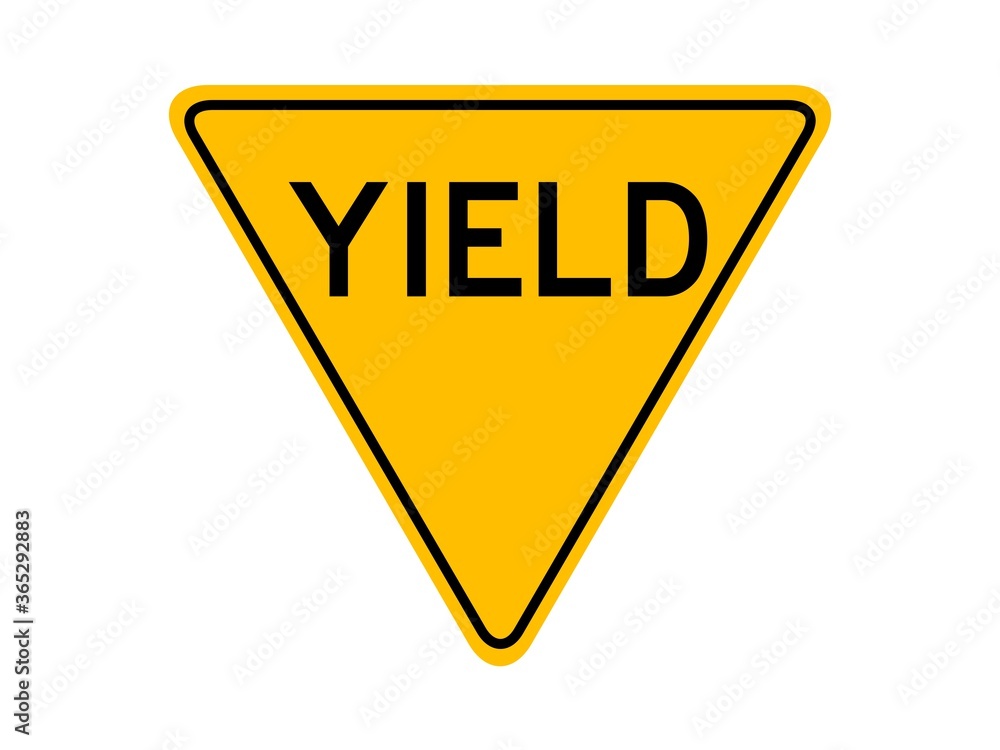 Fototapete isolated yield sign with the text 