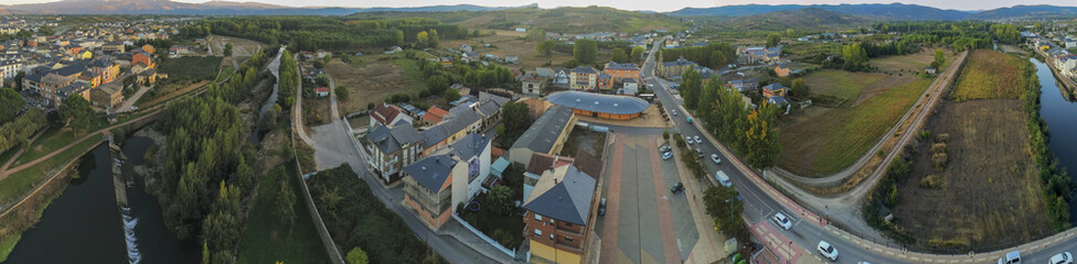 Aerial view in village of El Bierzo, Leon in the Camino de Santiago. Spain