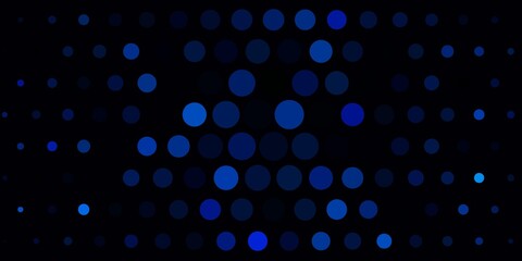 Dark BLUE vector layout with circle shapes. Abstract decorative design in gradient style with bubbles. New template for a brand book.