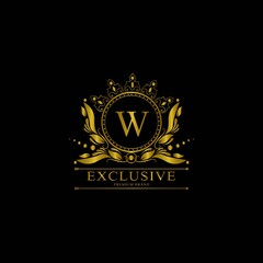 W Luxury Logo. Template flourishes calligraphic elegant ornament lines. Business sign, identity for Restaurant, Royalty, Boutique, Cafe, Hotel, Heraldic, Jewelry, Fashion and other vector illustration