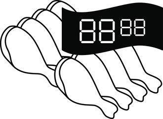 Sale / special offer / discount sign with black-out price digits: chicken legs / drumsticks.