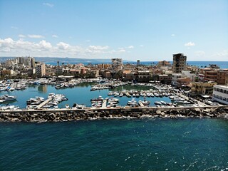 Fototapeta na wymiar View from above on the Lebanon. Western Asia and Middle East country which is called also Lebanese Republic. Aerial photo created by drone. To many things to do and to many place to go for tourist.