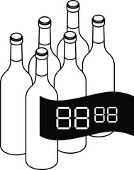Sale / special offer / discount sign with black-out price digits: wine bottles.