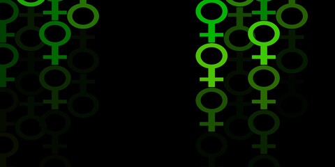 Dark Green vector pattern with feminism elements.